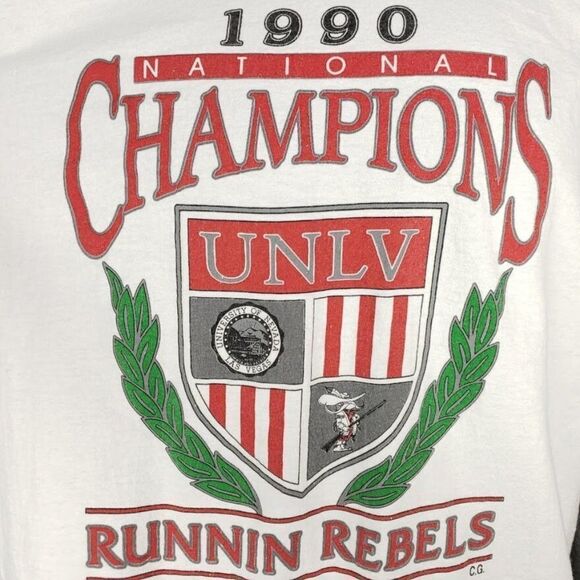UNLV Runnin Rebels T Shirt Vintage 90s 1990 National Champions Made In USA Mens - Picture 2 of 7